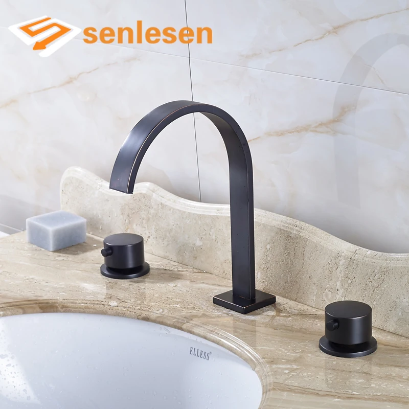 

High-end Contemporary Bathroom Basin Sink Mixer Faucet with Two Handles ORB