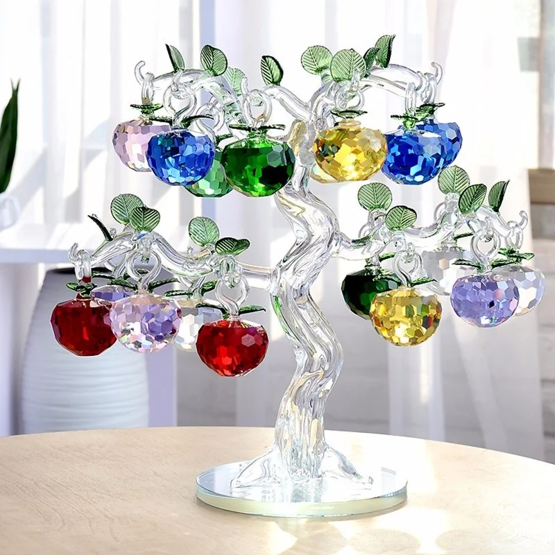 Crystal Apple Tree with 12 8 6 Apples Fengshui Crafts Home Decor Figurines Christmas New Year Gifts Souvenirs Decor Ornaments Crystal Apple Tree with 12 8 6 Apples Fengshui Crafts Home Decor Figurines Christmas New Year Gifts Souvenirs Decor Ornaments