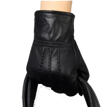 

Men leather gloves men Genuine leather gloves fashion warm plush lining autumn winter gloves mittens free shipping