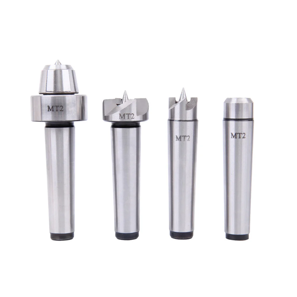 

4 Pcs/Set MT2 Wood Lathe Live Center Drive Spur Cup Kit Arbor Case Wooden Turning Tools JA55