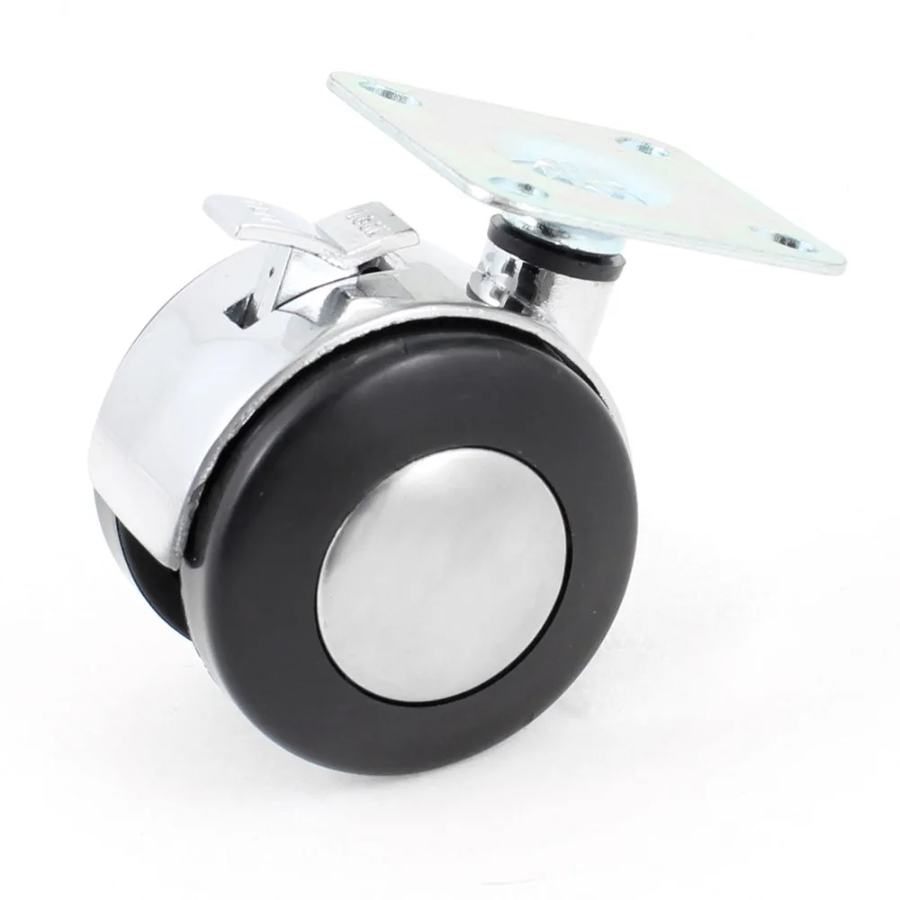 

uxcell 1Pcs 50mm Plastic Dual Wheel Rotatable Caster 47mm Mount Plate With Brake Lock Hot Sale