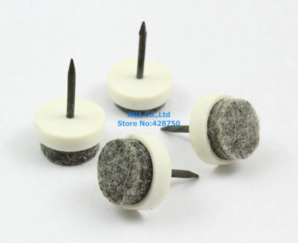 40 Pieces 15mm White Chair Felt Glide Nail Soft Bottom Furniture Feet