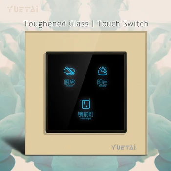 

Crystal Glass Panel Touch Switch wall switch 3gang function