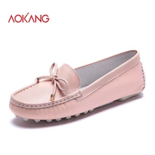 AOKANG 2016New Ankunft Frauen Wohnungen schuhe Marke Frauen schuhe Frauen Aus Echtem Leder schuhe weiß schwarz rosa gelb kostenloser versand