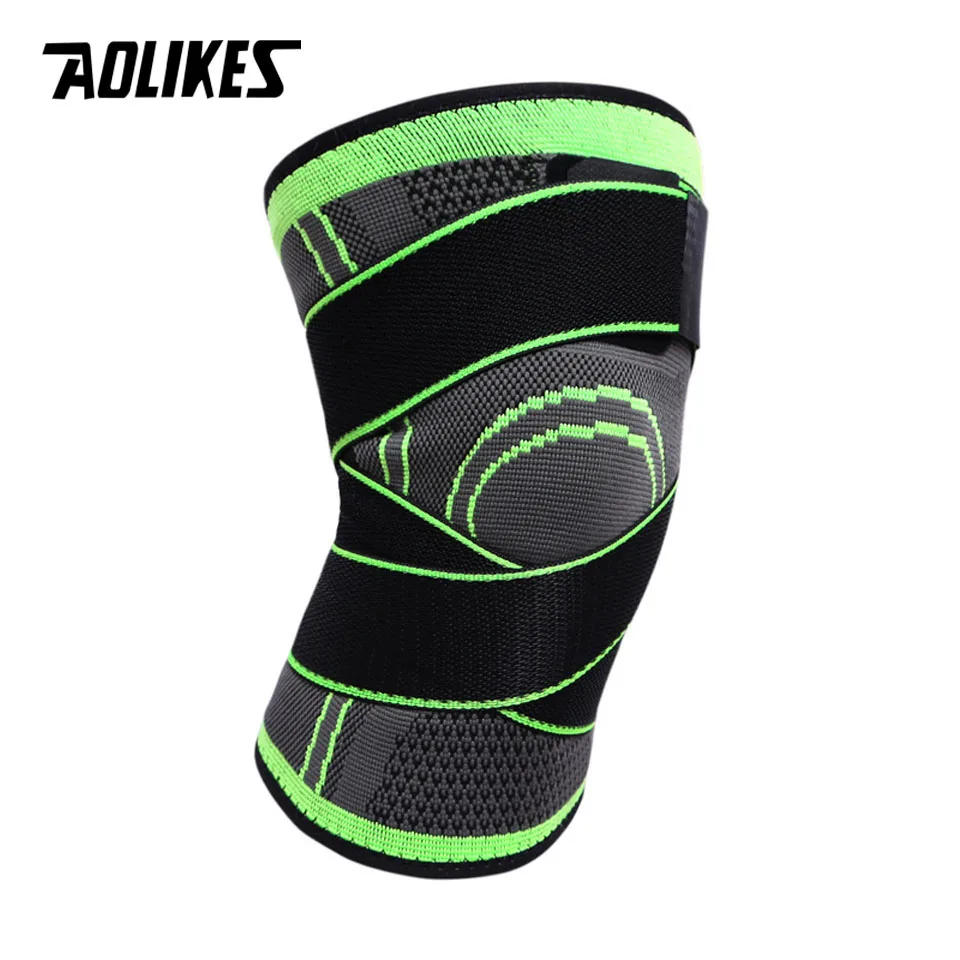 AOLIKES, 1 шт., 3D, под давлением, для фитнеса, бега, велоспорта, наколенники, подтяжки, эластичные, спортивные, компрессионные, рукав, для баскетбола