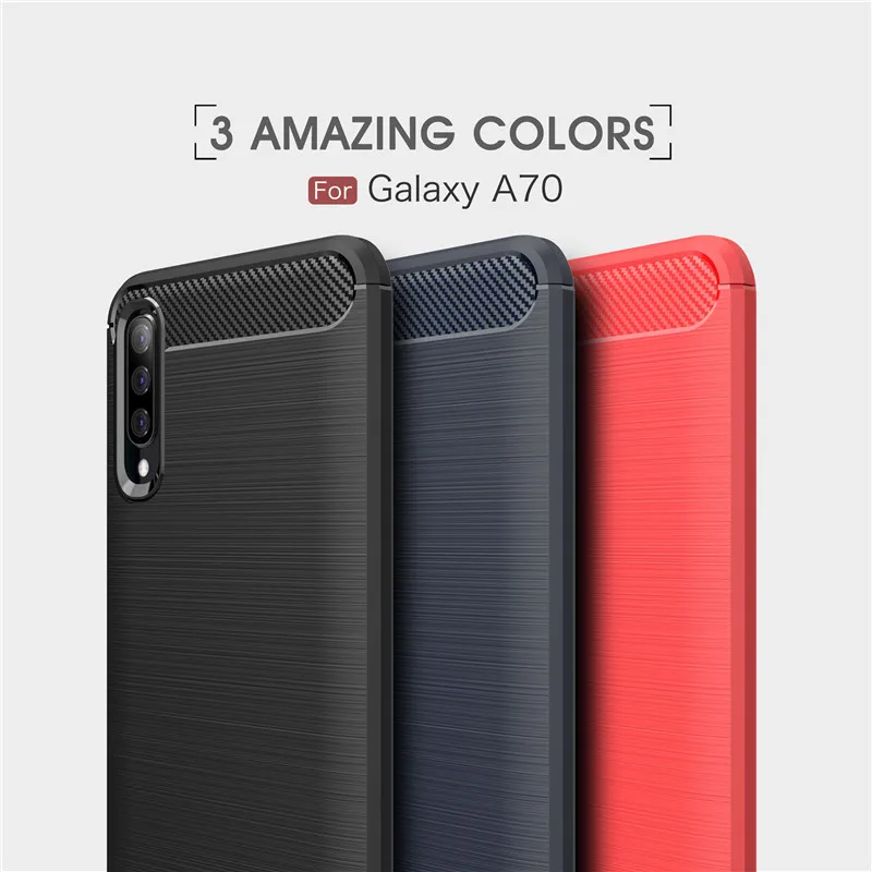 Чехол из углеродного волокна для Samsung Galaxy A70 мягкий чехол ТПУ Бампер A705|Бамперы| |