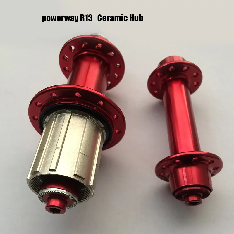 Ultralight POWERWAY R13 Carbon Bike Racer Road Bicycle Ceramic Bearing Aluminum Disc Hub red for SHIMAN0 or Campy
