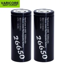 1-6 шт VariCore 26650 литий-ионная батарея 3,7 V 5200mA V-26D разрядник 20A батарея питания для фонарика электронные инструменты батарея