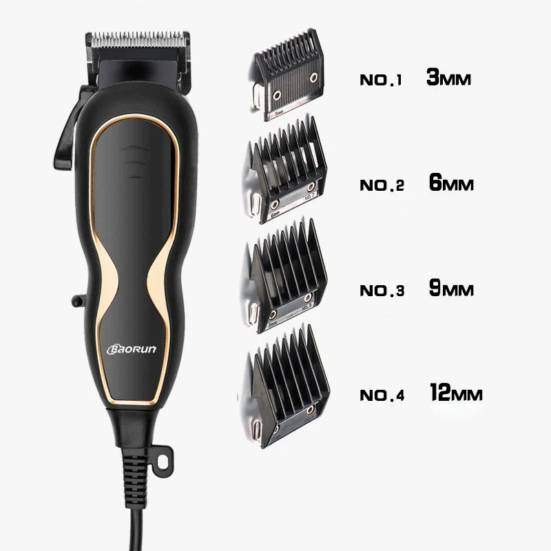 BaoRun Professional Hair Clippers Mute Ultra Power Electric Hair Trimmer Barber Salon Men Hair Cutting Machine with Cord 220V