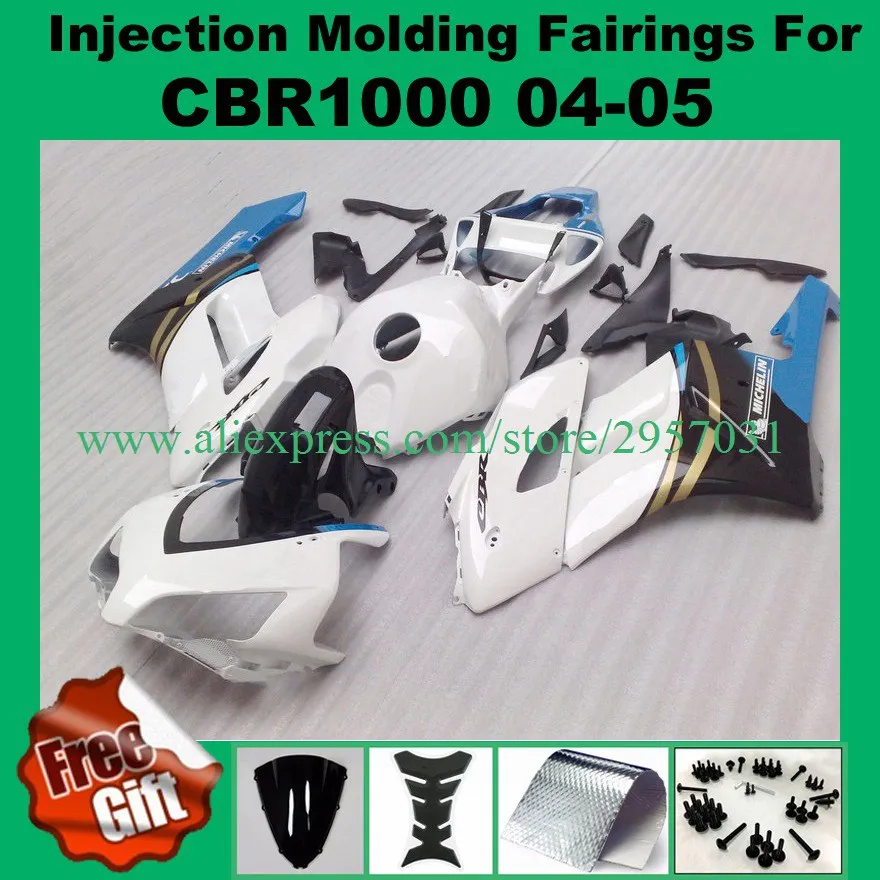 Free screws+gifts Injection For HONDA CBR 1000RR 04 05 White Blue L325 CBR1000 RR 04-05 1000 CBR1000RR 2004 2005 Fairing | Автомобили и