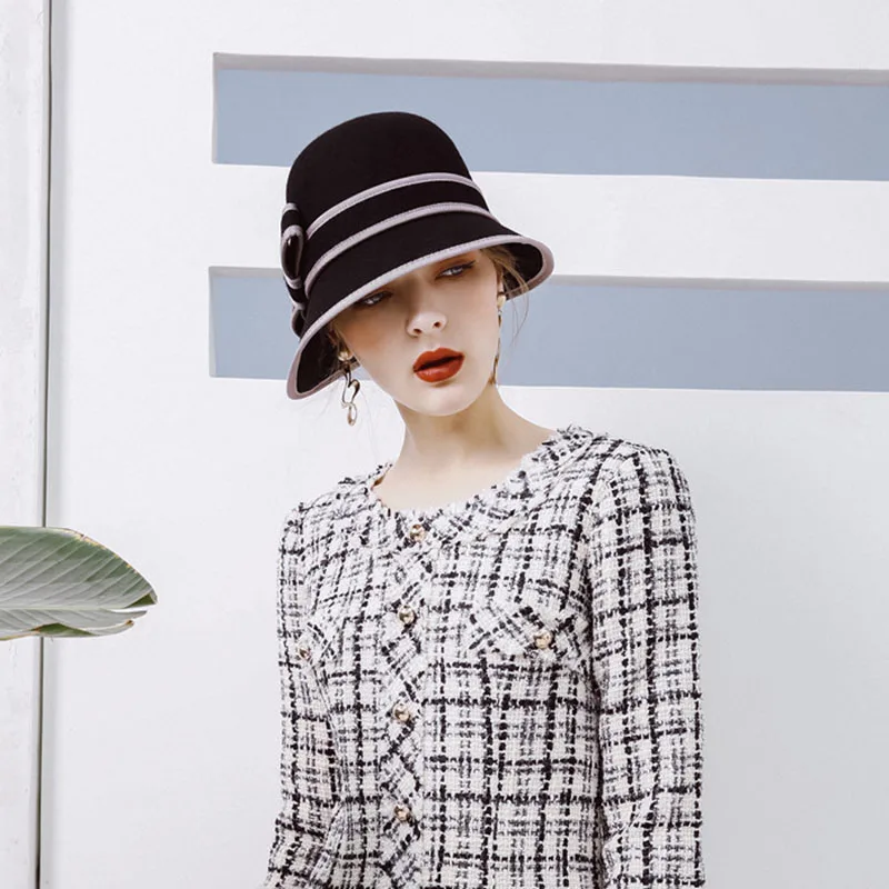 Шляпа Фибоначчи женская осенне зимняя круглая с круглыми полями|wool felt hat|womens fedora