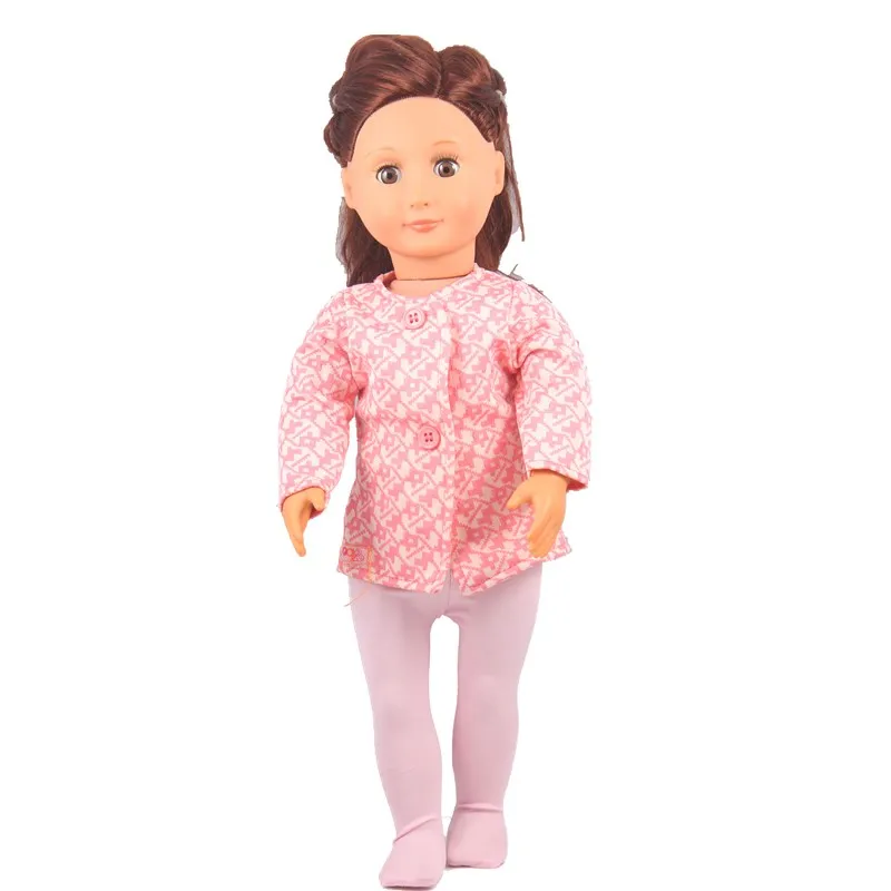 Одежда для куклы подходит 18 дюймов девочка кукла 43 см кукла наше поколение розовое пальто с розовыми леггинсами колготки