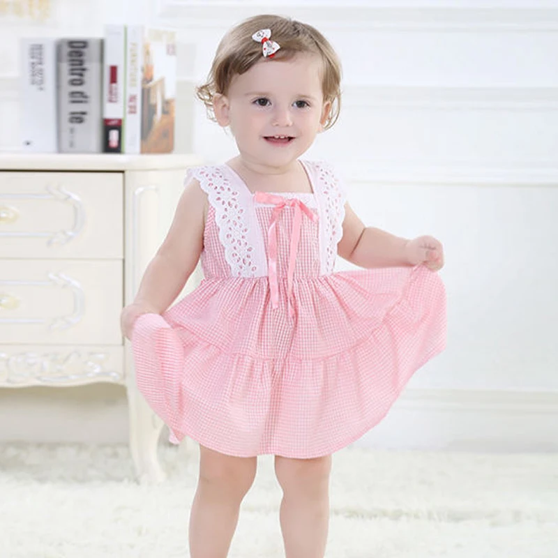 Summer Baby Girl Dress Cotton Sleeveless Princess Dress 2 Colors Kids