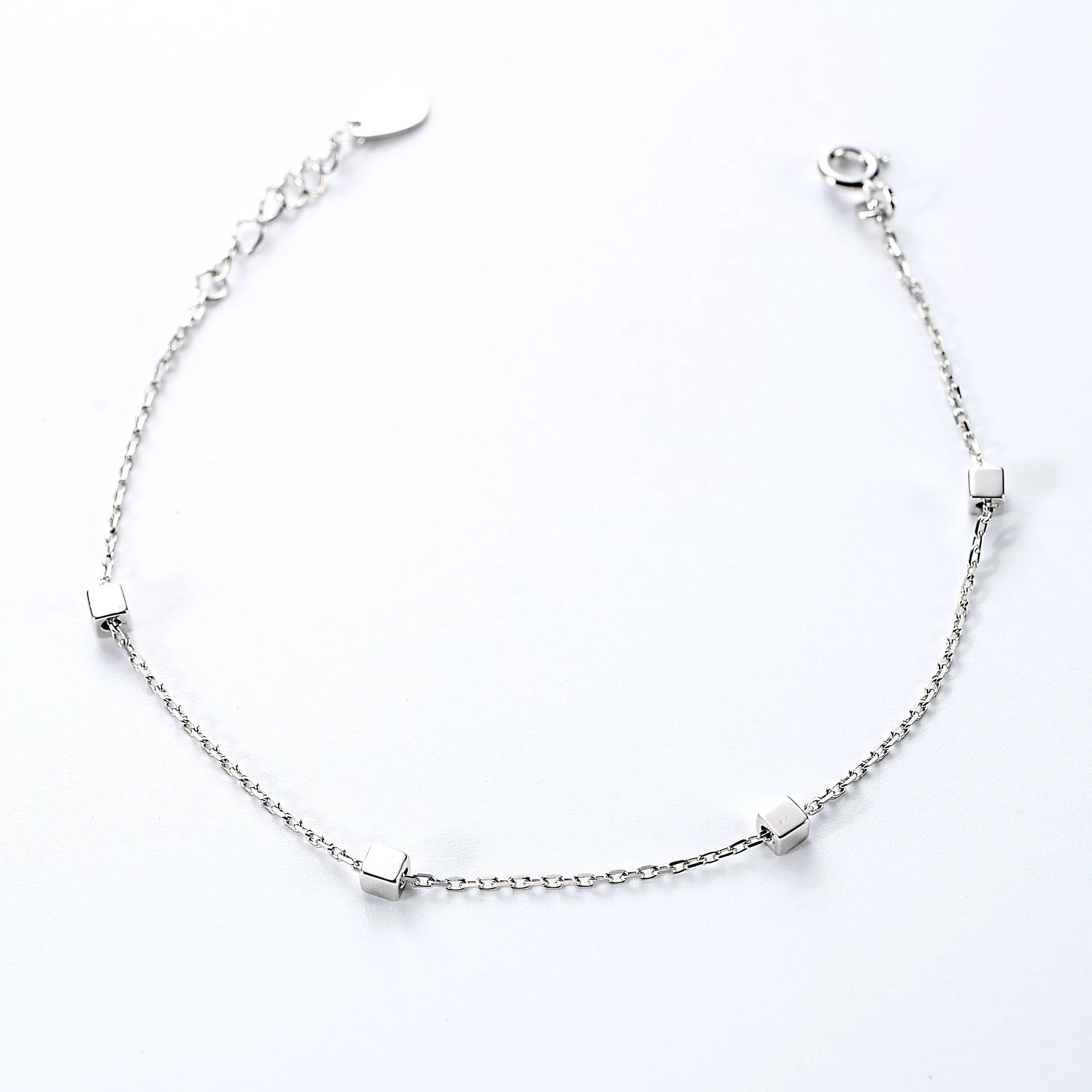 square bracelet 100% 925 Sterling Silver Jewelry fashion hypoallergenic bracelets for girl gift