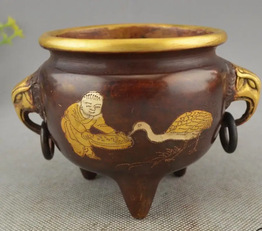 

Marked China Dynasty Bronze Copper Elephant Zun Incense Burner Censer