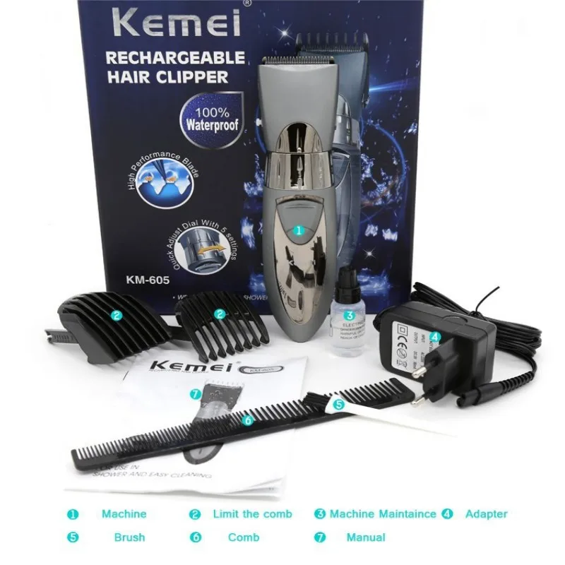 Машинка для стрижки волос KEMEI maquina de cortar cabelo моющаяся электрическая