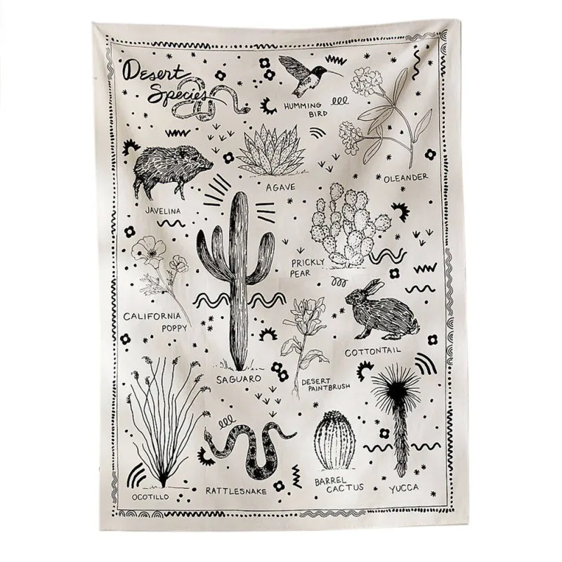 130x150 см черный белый гобелен летнее пляжное полотенце растение Пальма письмо кошка для гостиной спальное подвесное украшение на стену