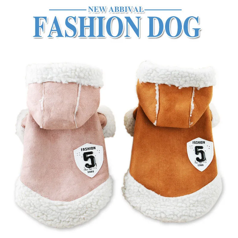 

AHUAPET Autumn Winter Pet Dog Clothes Cotton Puppy Dog Warm Clothes French Bulldog Clothes Thick Lambskin Motorcycle Windbreaker