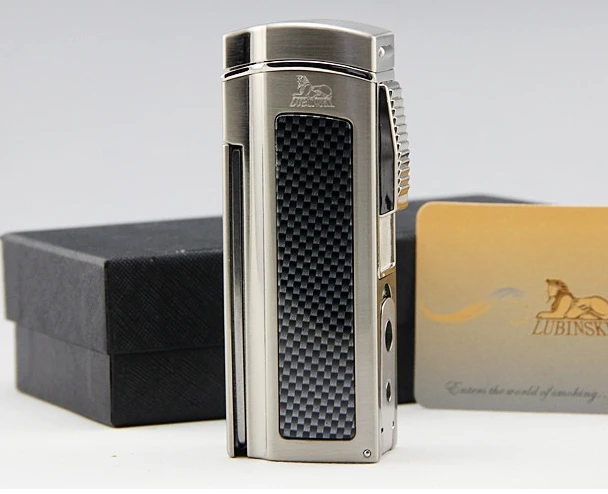 

LUBINSKI Multifunctional 4 Fire Flame Table Cigar Lighter Built-in Cigar Cutter Scissors lighter