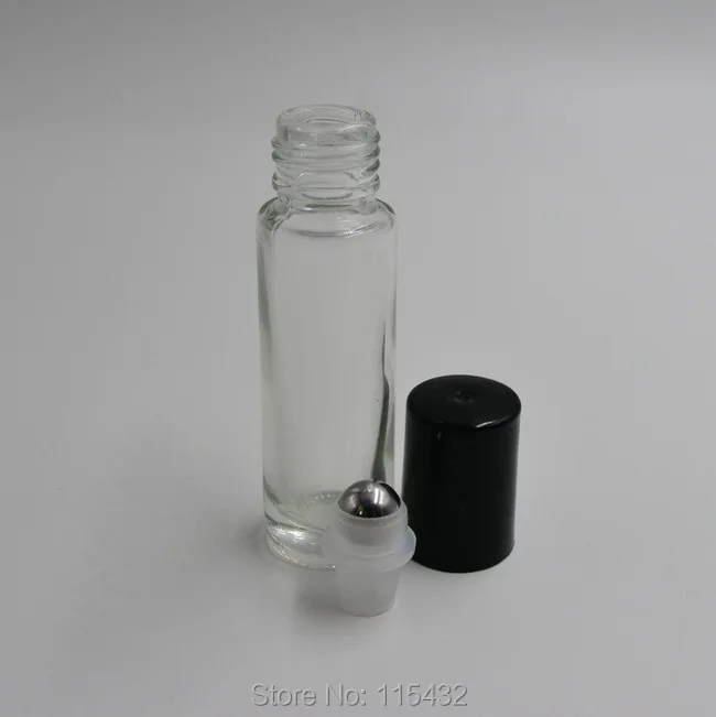 

Wholesale - 100pcs/lot 10ml Clear Thick Glass Roll On Essential Oils Perfume Bottles With Stainless Steel Roller Ball