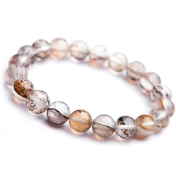

9.5mm Genuine Natural Petrified Wood Rarest Crystal Tree Leaf Beads Bracelet Women Men Stretch Crystal Round Bead Bracelet