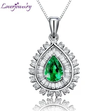 Новая подвеска, ювелирное изделие, груша, 5x7 мм, 18 К, белое золото, натуральный багет, настоящий бриллиант, изумруд, драгоценный камень, Кулон, Ожерелье для жены