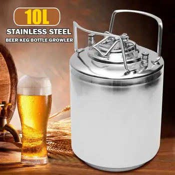 

10L Premium Stainless Steel Homebrew Growler Mini Keg Beer Growler Leak Proof Top Lid Beer Bottle Home Brewing Making Bar Tool