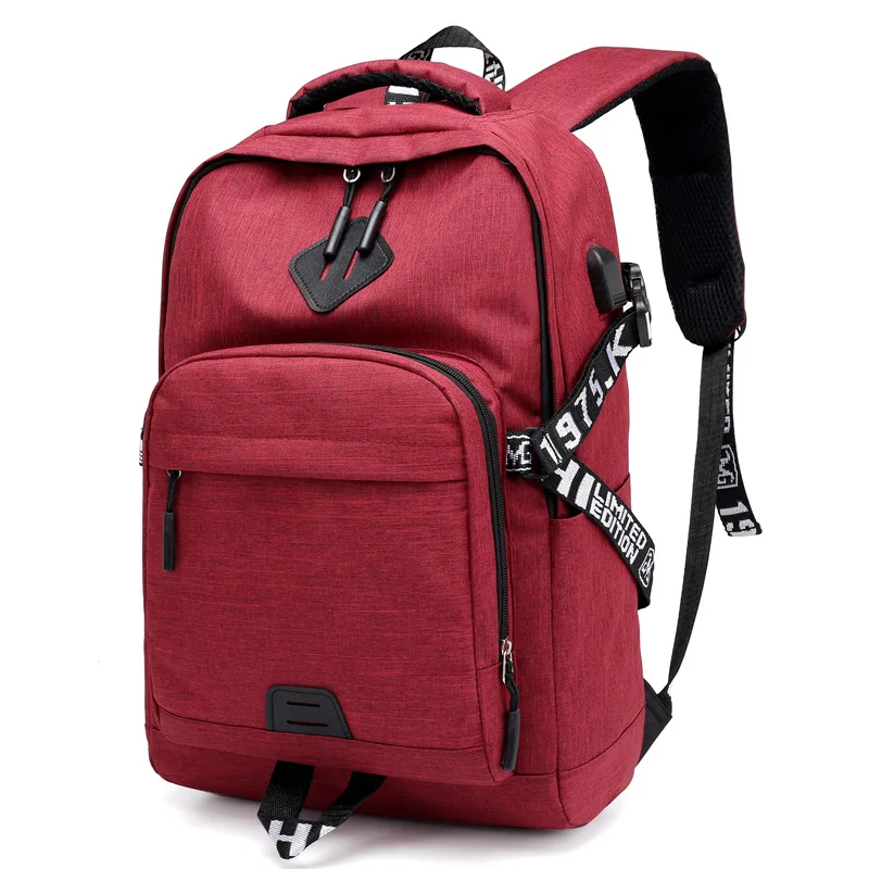 Casual Laptop Backpack Male USB Charging Nylon Waterproof Men Backpack