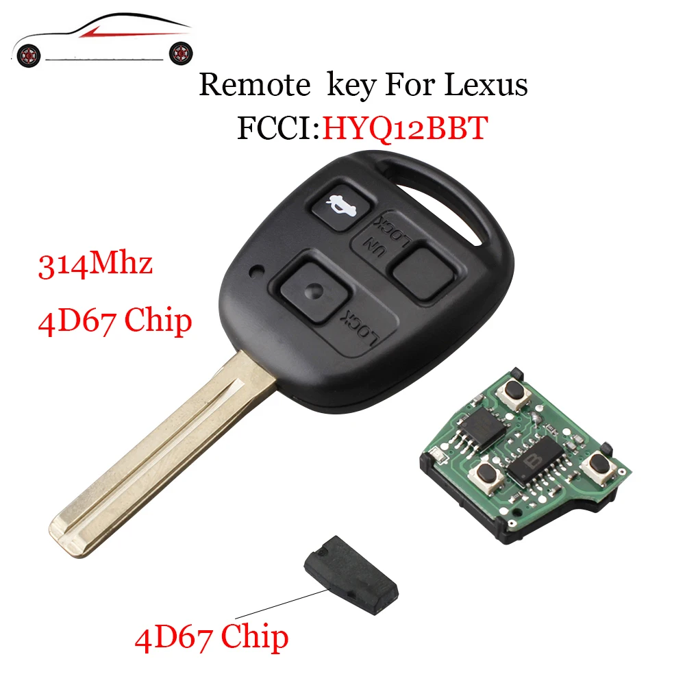 

GORBIN Brand 314Mhz Remote Car key For Lexus HYQ12BBT 3Buttons Transponder Chip 4D67 For LEXUS LS430 ES330 SC430 Original key