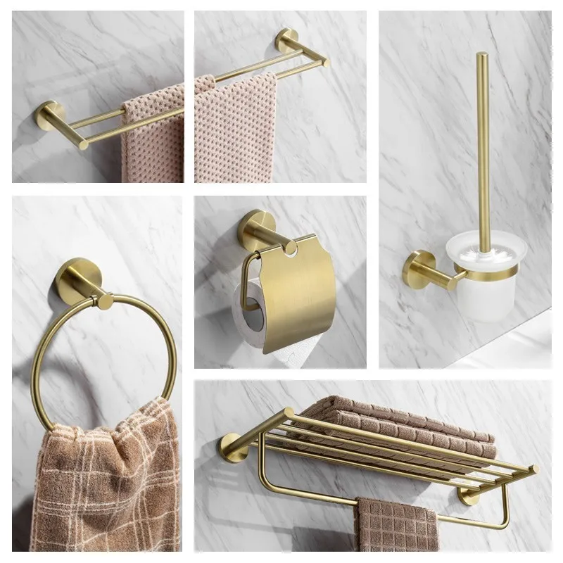 MTTUZK brushed gold Towel rack 304 stainless steel bathroom hardware ...