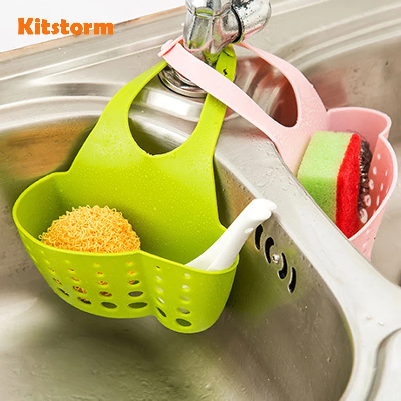 

Kitchen Organizer Sink Hangable Storage Basket Faucet Sponge Holder Soap Brush Organization
