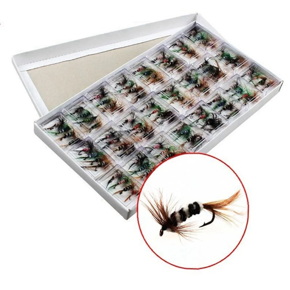 96 unids/set diferentes moscas secas pesca trucha salmón moscas secas pesca anzuelo pesca