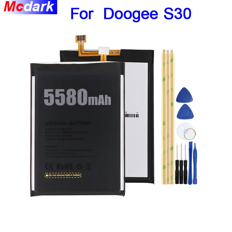

Mcdark 5580mAh Battery For Doogee S30 Batterie Bateria Accumulator AKKU ACCU PIL Mobile Phone+tools
