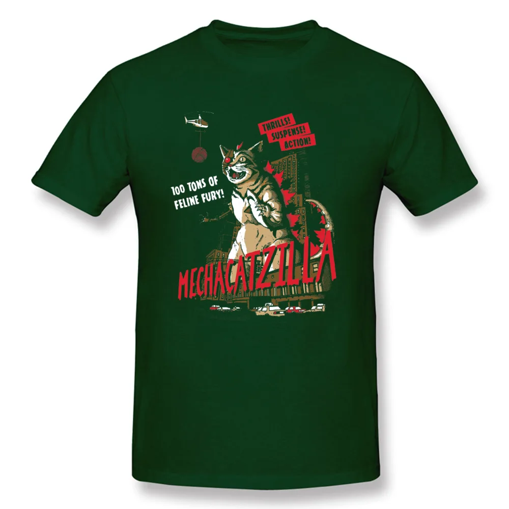 Normal Mecha Catzilla V2 23216 Short Sleeve Lovers Day Tops & Tees Newest Crewneck Cotton Fabric Tops Shirt Men Tshirts Mecha Catzilla V2 23216 dark