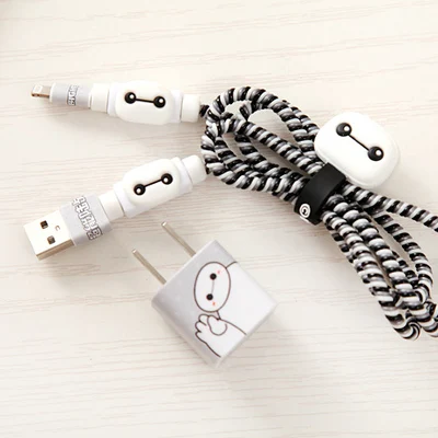 Хороший подарок милый мультфильм USB кабель наушники протектор набор с кабелем Стикеры для намотки Спиральный шнур протектор для iphone 5 6 6s 7