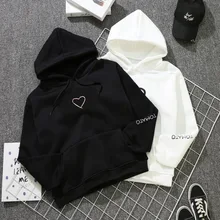 Harajuku/корейские толстовки с принтом сердца Свободный пуловер