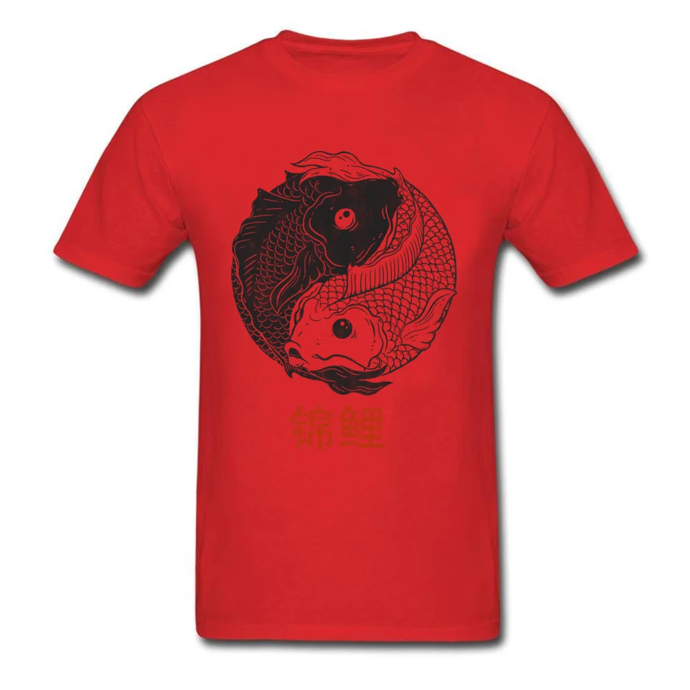 KOI FISH T-shirts for Men Geek Summer Fall Tops & Tees Short Sleeve New Coming Casual Sweatshirts Crew Neck 100% Cotton Fabric KOI FISH red