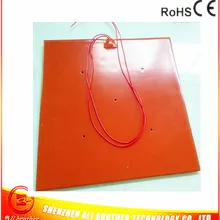 220 В 1000 Вт 400*400*1.5 мм Гибкая силиконовая резина подогреватель для 3D-принтеры клей 1 сбоку 5*6 мм отверстие на Pad 1000 мм провод