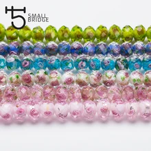 10 мм большие бусины Lampwork Rondelle для ювелирные изделия, изготовление браслетов, сережек, аксессуары, цветочные стеклянные граненые бусины, Z370