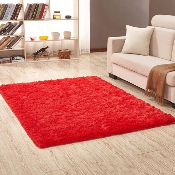 Мягкие плюшевые Противоскользящие коврики удобные прямоугольные домашние коврики пушистые современные ковры для гостиной для детской спальни дома - Цвет: Красный