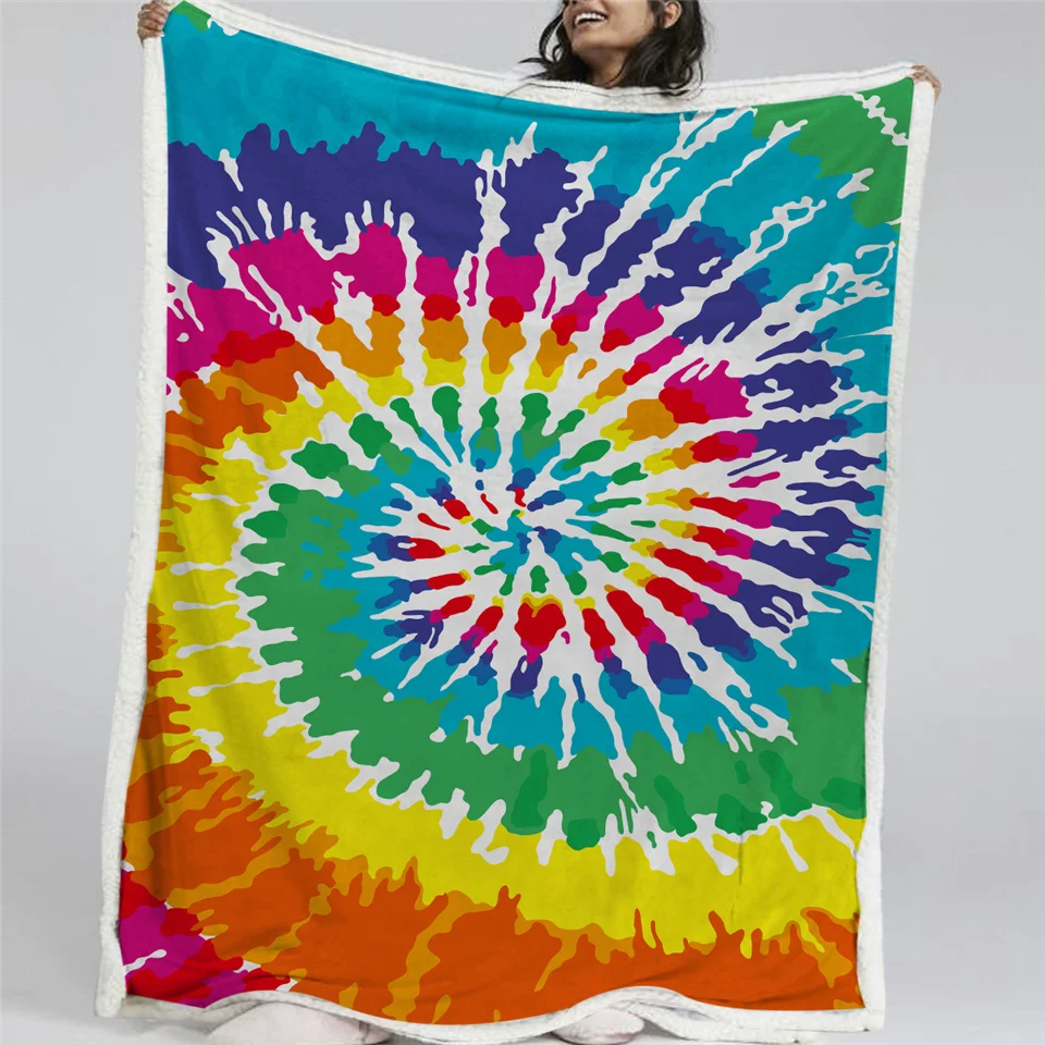 Rainbow Tie Dye Fleece Blanket Queerks™