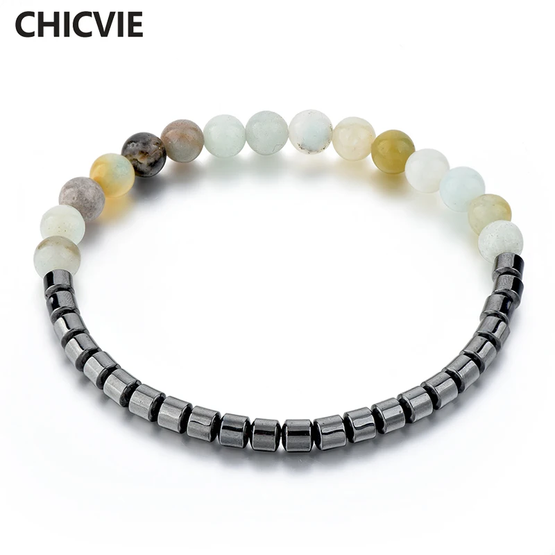 

CHICVIE Charms Bracelet Bangles Natural Dull Polish Matte Stone Beads For jewelry Making Stainless Steel Men Bracelets SBR180031