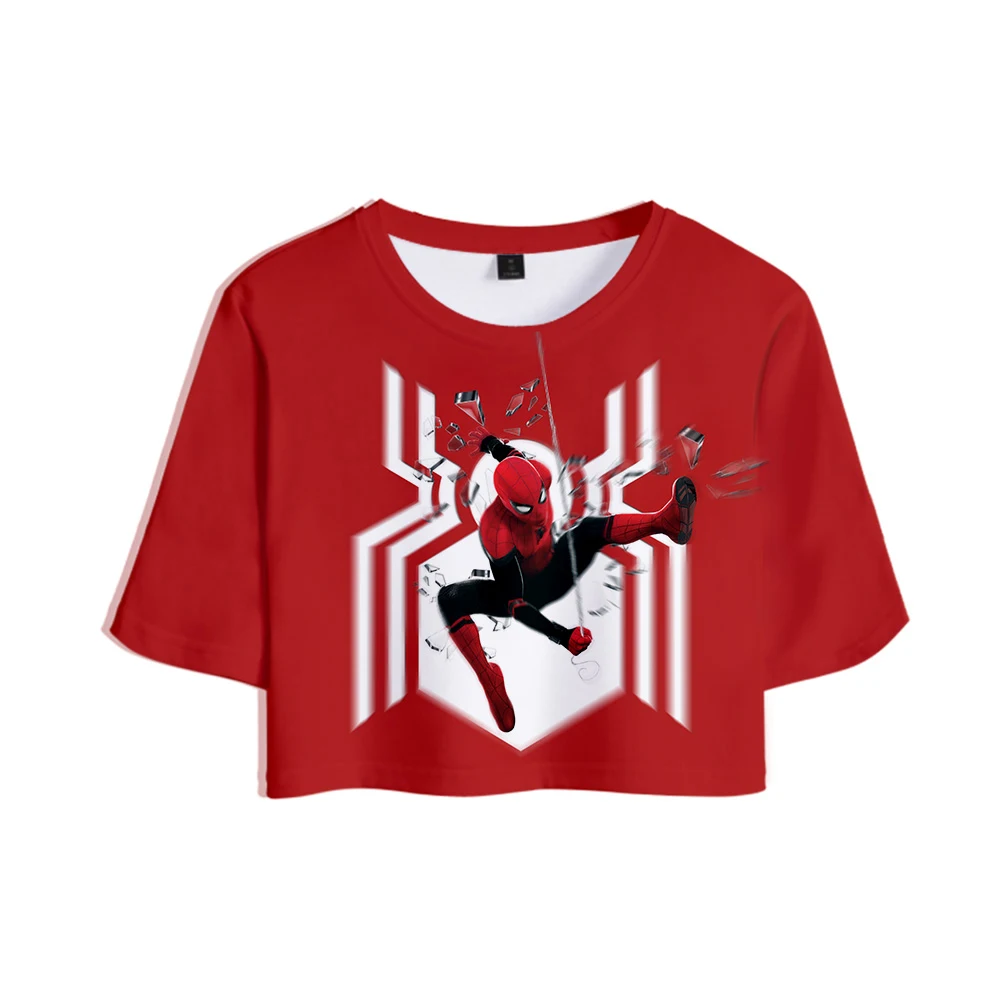 

Spider Man Far From Home 3D Printed Women Crop Top Fashion Short Sleeve Short Sleeve T-shirts 2019 Arrival Summer Wear New