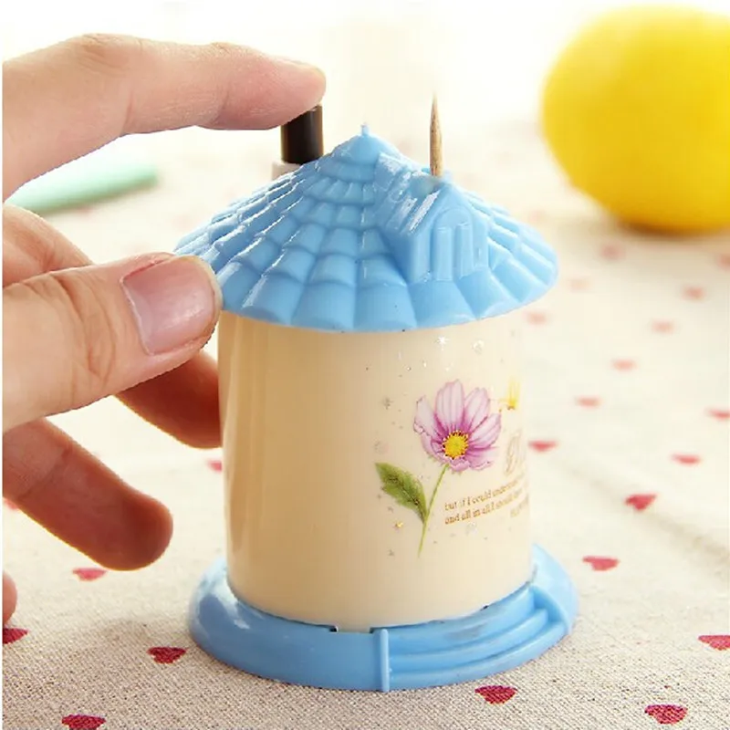 

ocket Plastic Castle Little House Design Automatic Toothpick Holder dispenser Box