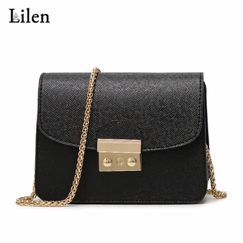 

LILEN 2019 PU Leather Women Messenger Bag Simple Ladies Crossbody Bag Chain Small Flap Summer Shopping Handbag