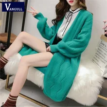 Vangull женский зимний свитер, Длинные кардиганы, модные женские вязаные куртки с длинным рукавом и v-образным вырезом, толстый вязаный кардиган, пальто