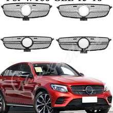 Fit for Mercedes Benz GLE W166 GLE350 Front Grille Bumper Replacement Diamond Camera Hole Black Silver