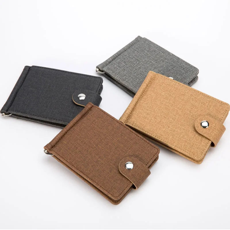 New Fashion Mini Linen Men's money clip wallet credit card slots for