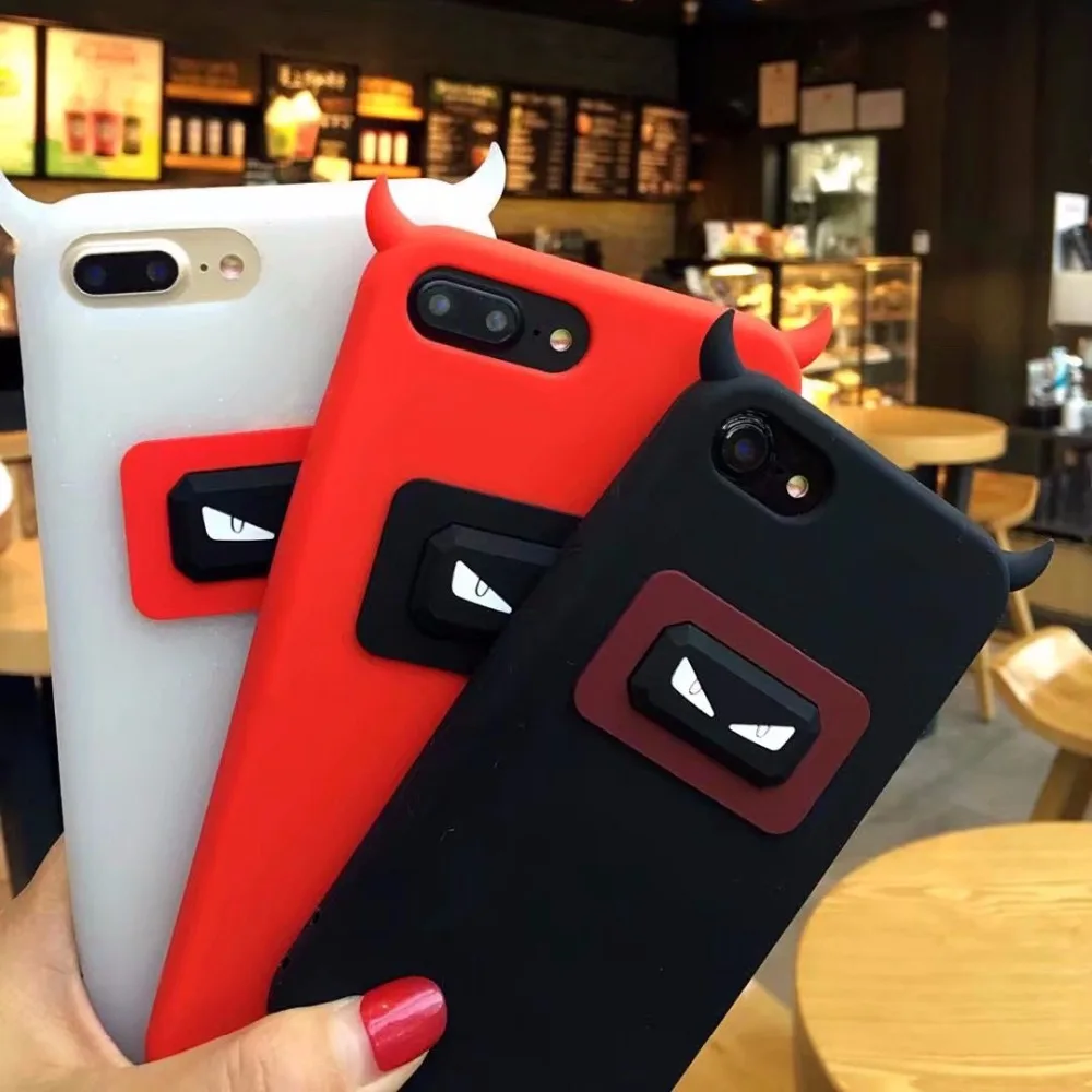 Case for iPhone 7 7 Plus Case Cute Devil Horns Back Cover for iPhone 6