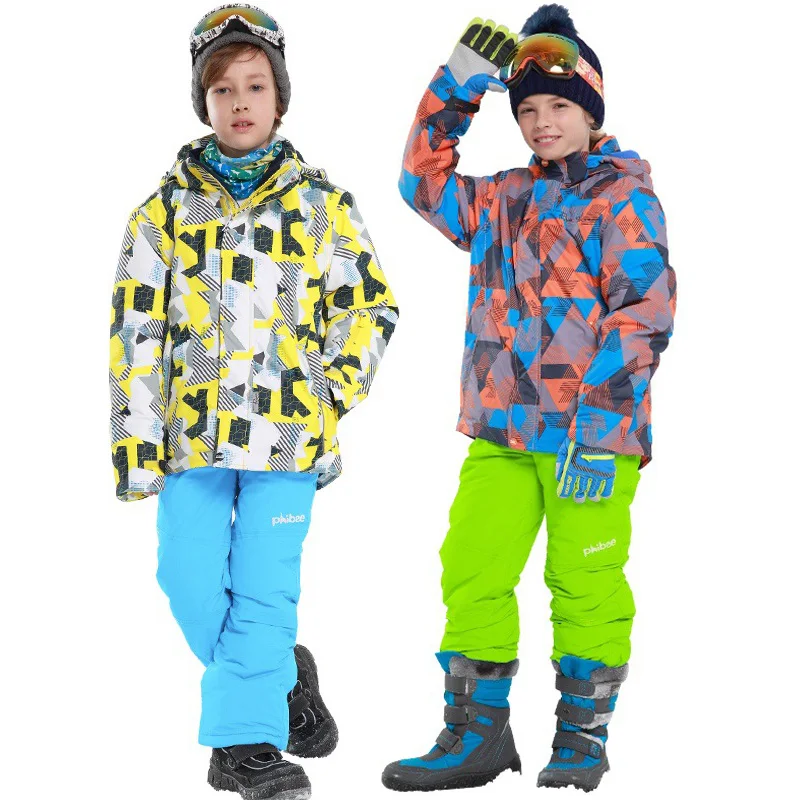 

Winter Boys Skiing Suits Jackest Overalls Kids Snow Sets Hooded Waterproof Sport Children Outfits Clothes 2019 Clothing Sets